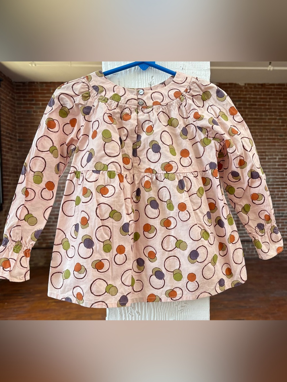 BONPOINT Sweet Pink Bubble Print Blouse Vintage Retro Circles 4